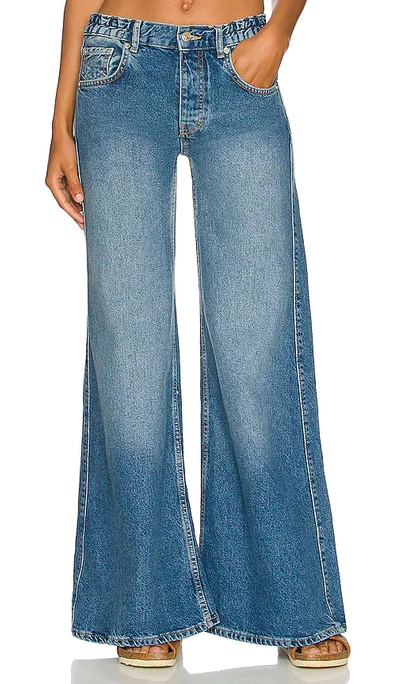 Free People Lovefool Blue Low-rise Flare Jean