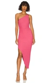 Likely Harley One-shoulder Asymmetric Midi Dress In Pink