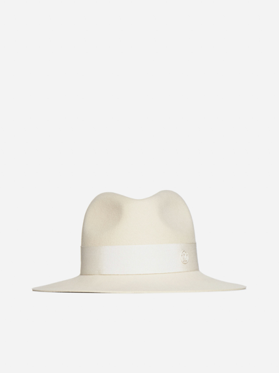 Maison Michel Henrietta Felt Fedora Hat In White