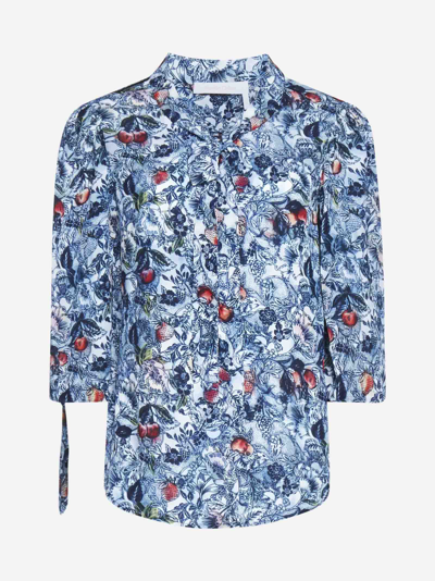 See By Chloé Floral-print Tie-fastening Blouse In Blue