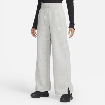 Nike Women's  Sportswear Phoenix Fleece High-waisted Wide-leg Sweatpants In Dark Grey Heather/sail