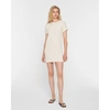 Club Monaco Textured Stripe Dress In White/khaki