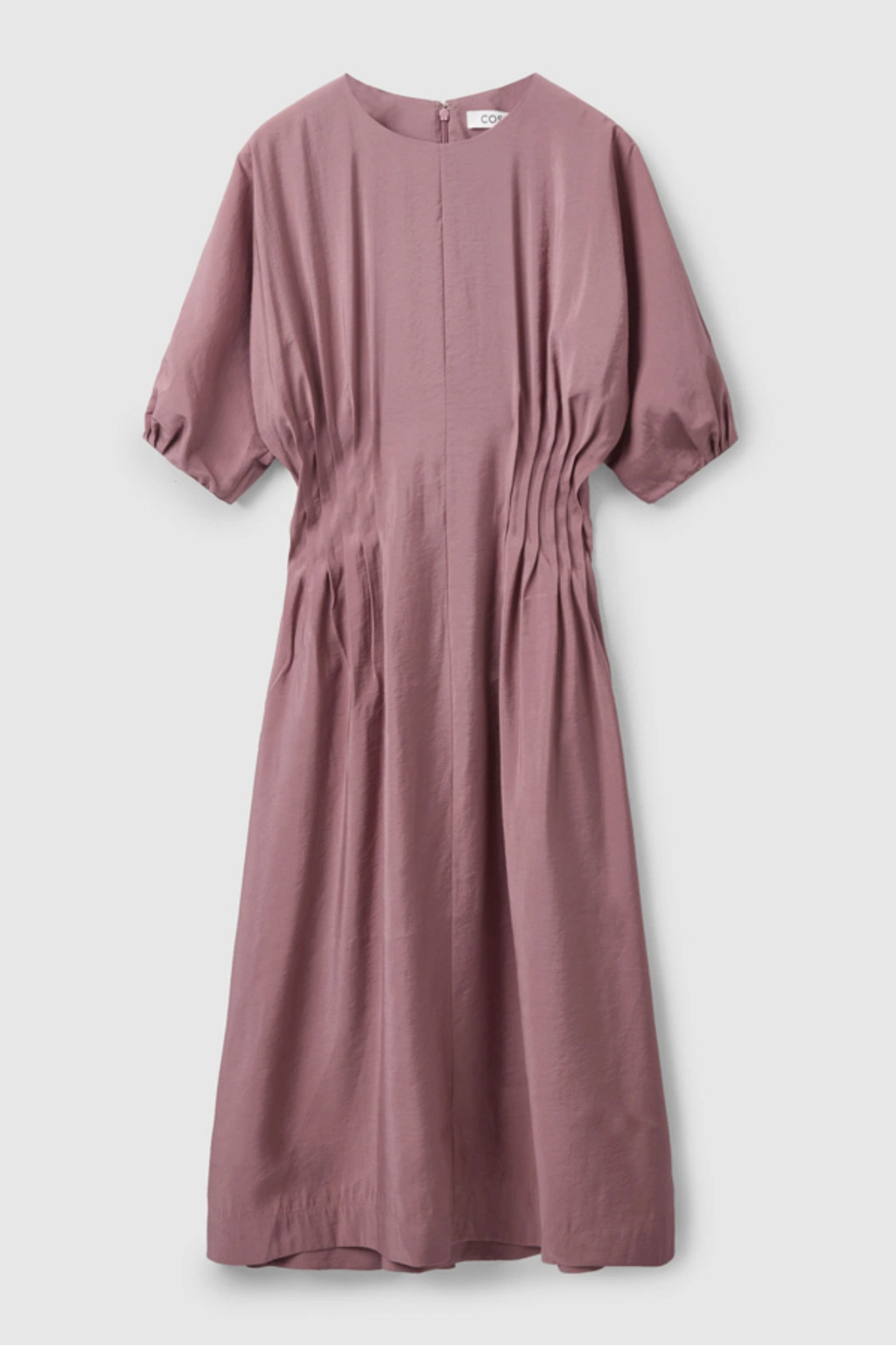 cos gathered midi dress pink Cos Gathered Midi Dress In Pink