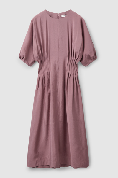 Cos Gathered Midi Dress In Pink | ModeSens