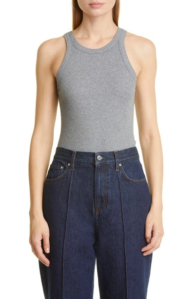 Totême Espera Rib Stretch Organic Cotton Tank In 350 Grey Melange