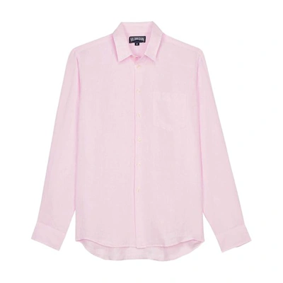 Vilebrequin Caroubis Solid Shirt In Linen In Pink