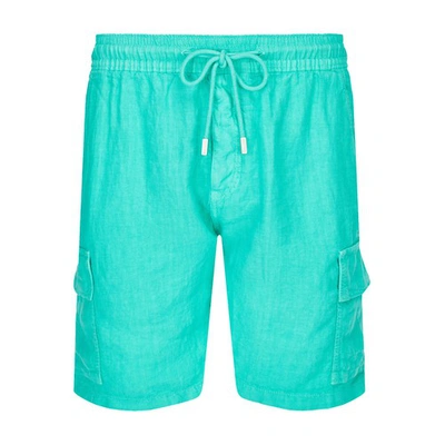 Vilebrequin Men Cargo Linen Bermuda Shorts In Tilleul