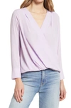 Halogen Cross Front Blouse In Purple Bloom
