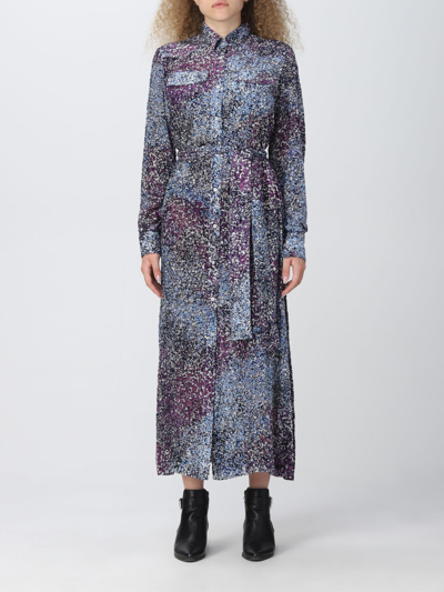 Golden Goose Abstract-print Midi Dress In Blue