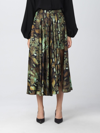 Roberto Cavalli Snake-print Pleated Midi Skirt In Natural