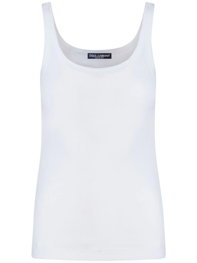 Dolce & Gabbana Racer Back Waistcoat Top In Weiss