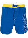Diesel Embroidered-logo Swim Shorts In Blue