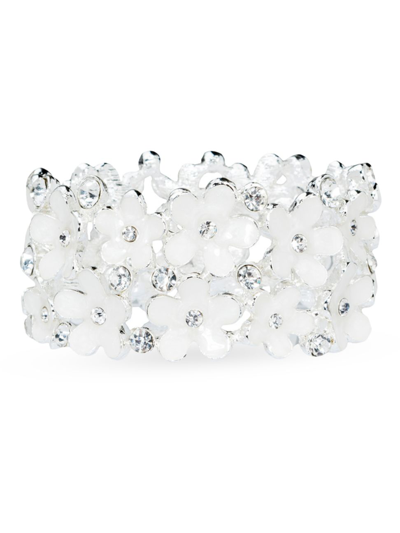 Nomi K Crystal Flower Napkin Ring In White