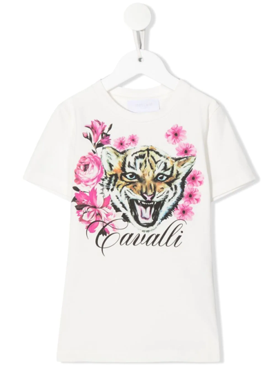 Roberto Cavalli Junior Graphic-print Short-sleeved T-shirt In White