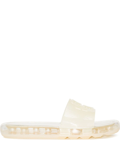 Tory Burch Embossed-logo Open-toe Sandals In Bianco