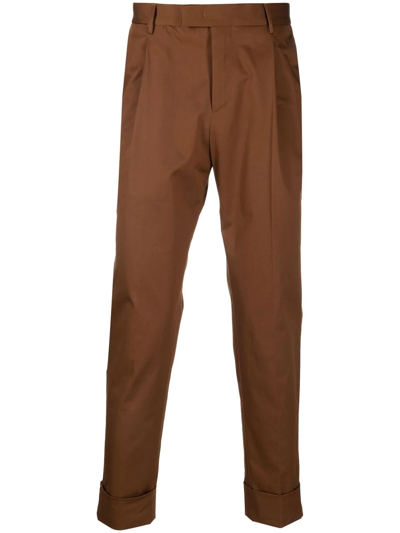Pt Torino Cropped Tailored Trousers In Braun