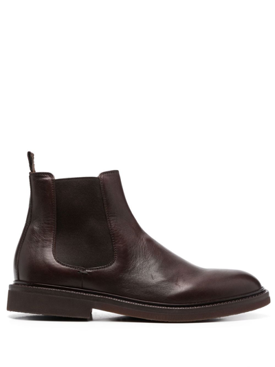 Brunello Cucinelli Leather Ankle Boots In Brown