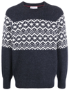 Brunello Cucinelli Intarsia-knit Wool-blend Jumper In Blue
