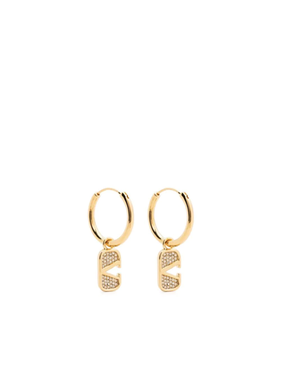 Valentino Garavani Vlogo Crystal-embellished Earrings In Gold