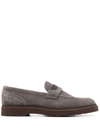 BRUNELLO CUCINELLI BEAD-DETAIL SUEDE LOAFERS
