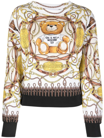 Moschino Teddy Bear & Scarf Print Sweatshirt In Multicolor