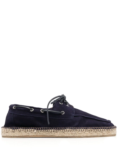 Scarosso Felipe Lace-up Suede Espadrilles In Blue Suede