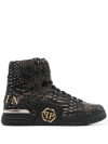 PHILIPP PLEIN SNAKESKIN-EFFECT HIGH-TOP SNEAKERS