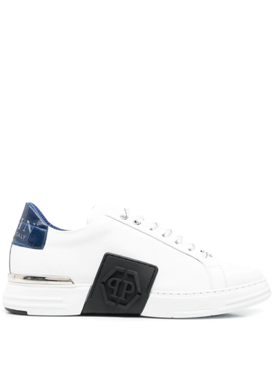 Philipp Plein Hexagon Lo - Top Leather Sneakers In White