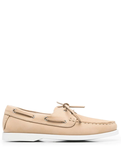 Scarosso Oprah Leather Boat Shoes In Neutrals