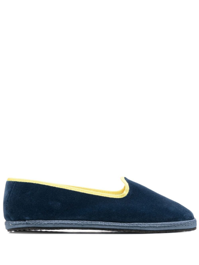 Scarosso X Yolo Seaside Velvet Slippers In Blue_velvet