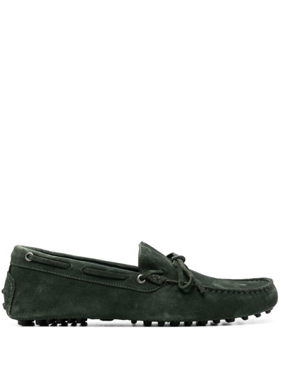 Scarosso James Driving Suede Loafers In Green