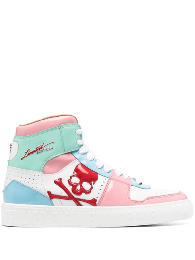 Philipp Plein Skull-patch Detail Panelled Sneakers In Pink