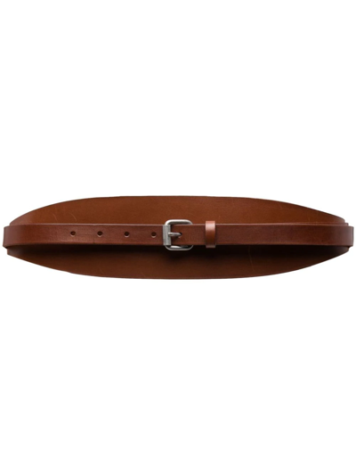 Dondup Layered Leather Belt In Brown