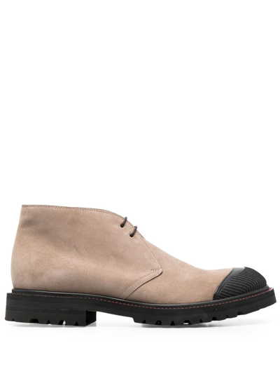 Kiton Lace-up Suede Desert Boots In Neutrals