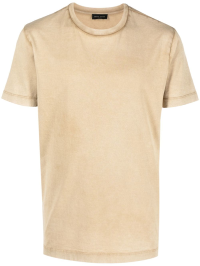 Roberto Collina Round Neck Cotton T-shirt In Neutrals