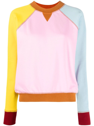 Kenzo Colour-block Cotton Sweatshirt In Rosa