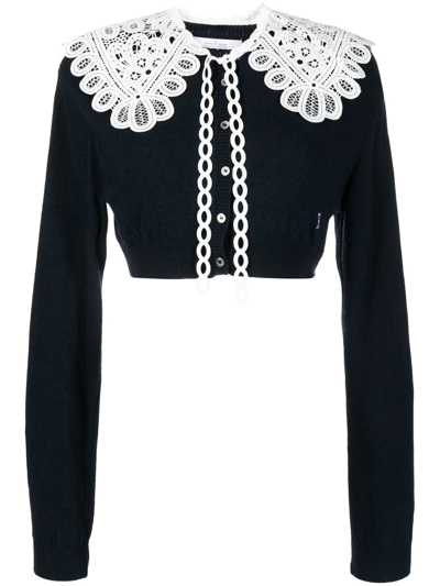 ネットオフ 送料得店  Rokh ModeSens | Blue In Cardigan Cropped Collar Lace カーディガン