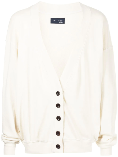 Les Tien Relaxed-fit V-neck Cotton-jersey Cardigan In White