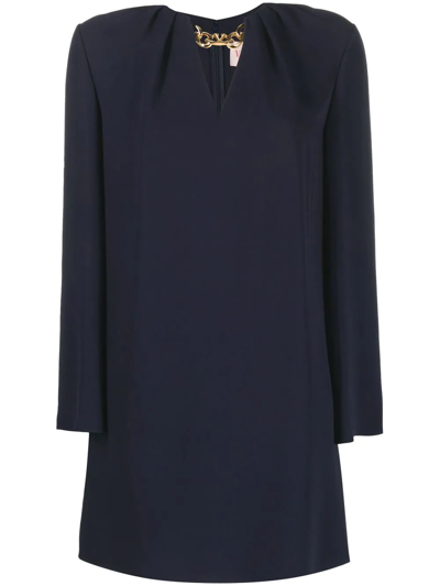 Valentino Navy Blue Vlogo Silk Dress