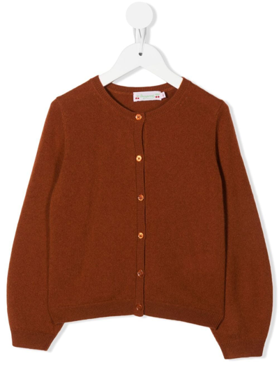 Bonpoint Kids' Button-fastening Cardigan In Orange