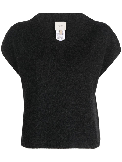 Alysi Ribbed-knit V-neck Jumper In Grau