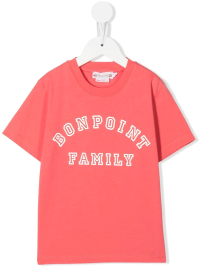 Bonpoint Kids' Logo-print Crew-neck T-shirt In Pink