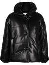 Nanushka Black Hide Vegan Leather Puffer Jacket In Schwarz