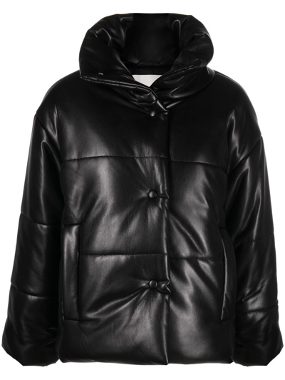 Nanushka Hide Padded Short Faux-leather Jacket In Schwarz