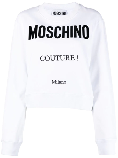 Moschino Logo-print Long-sleeve Sweatshirt In Weiss