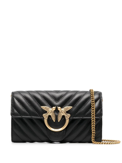 Pinko Quilted Leather Shoulder Bag In Black
