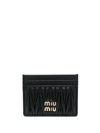 Miu Miu Macramé Textured Card Holder In Schwarz
