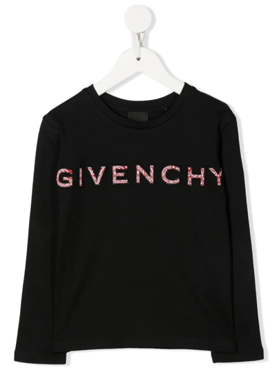 Givenchy Patchwork-logo Long-sleeve T-shirt In Schwarz