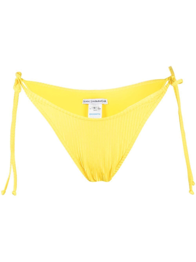 Sian Swimwear Ribbed Side-tie Bikini Bottoms In Gelb