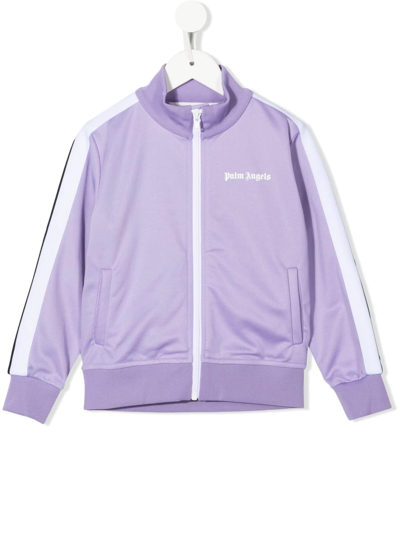 Palm Angels Logo-print Zipped Sweatshirt In Violett